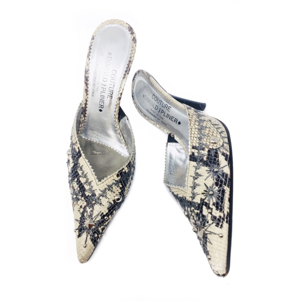 SOLD ❌ Donald J Pliner Couture Croc Mules snake heels - Picture 4 of 8